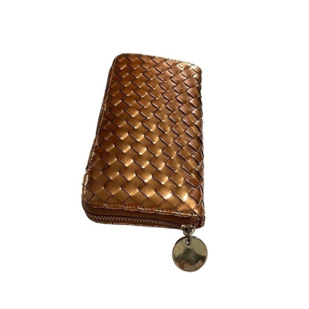 Deux Lux Sunset Rose Gold Woven Zip Around Wallet